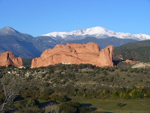 That's Pike Peak looming large over Garden of the Gods Enough said really